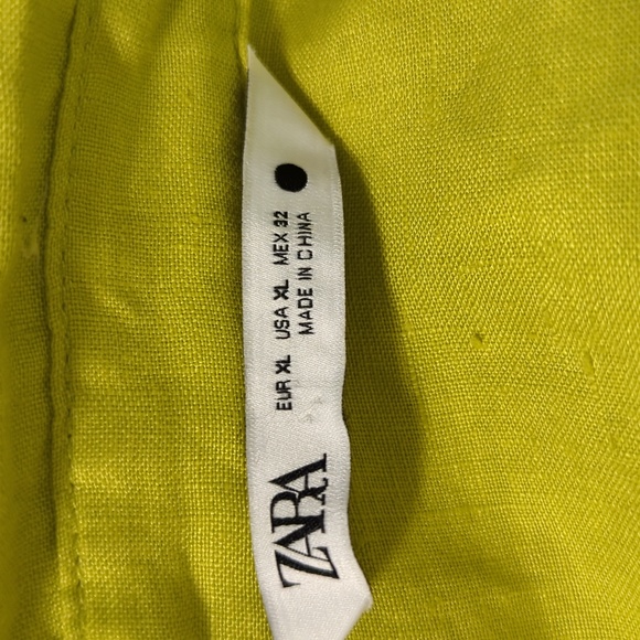 Zara Oversized Button Down 100% Linen Shirtdress Bright Green XL preppy summer - Picture 9 of 11